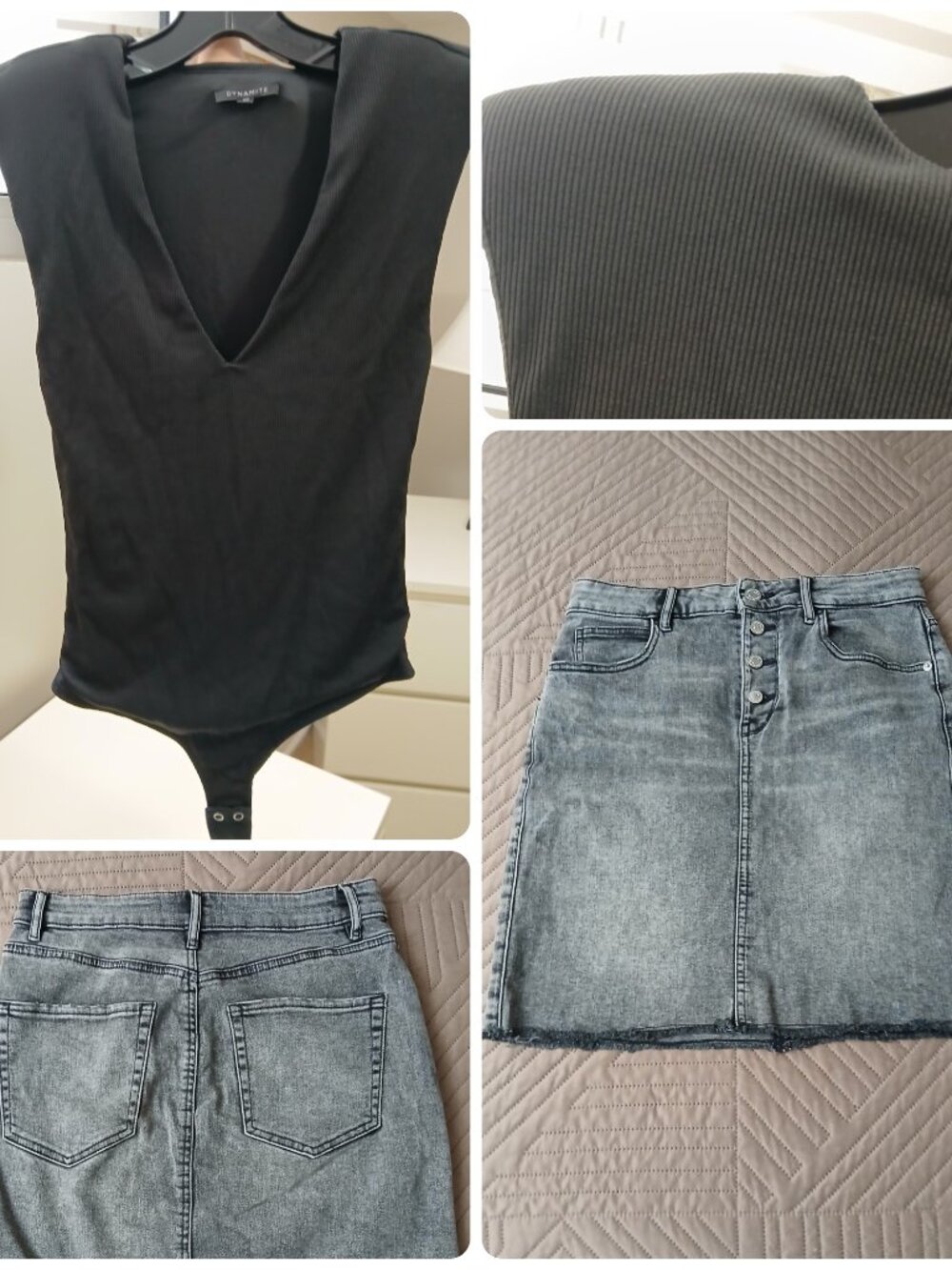 Dynamite Sleeveless Bodysuit With Dynamite Denim Skirt ,Small Set, Like New